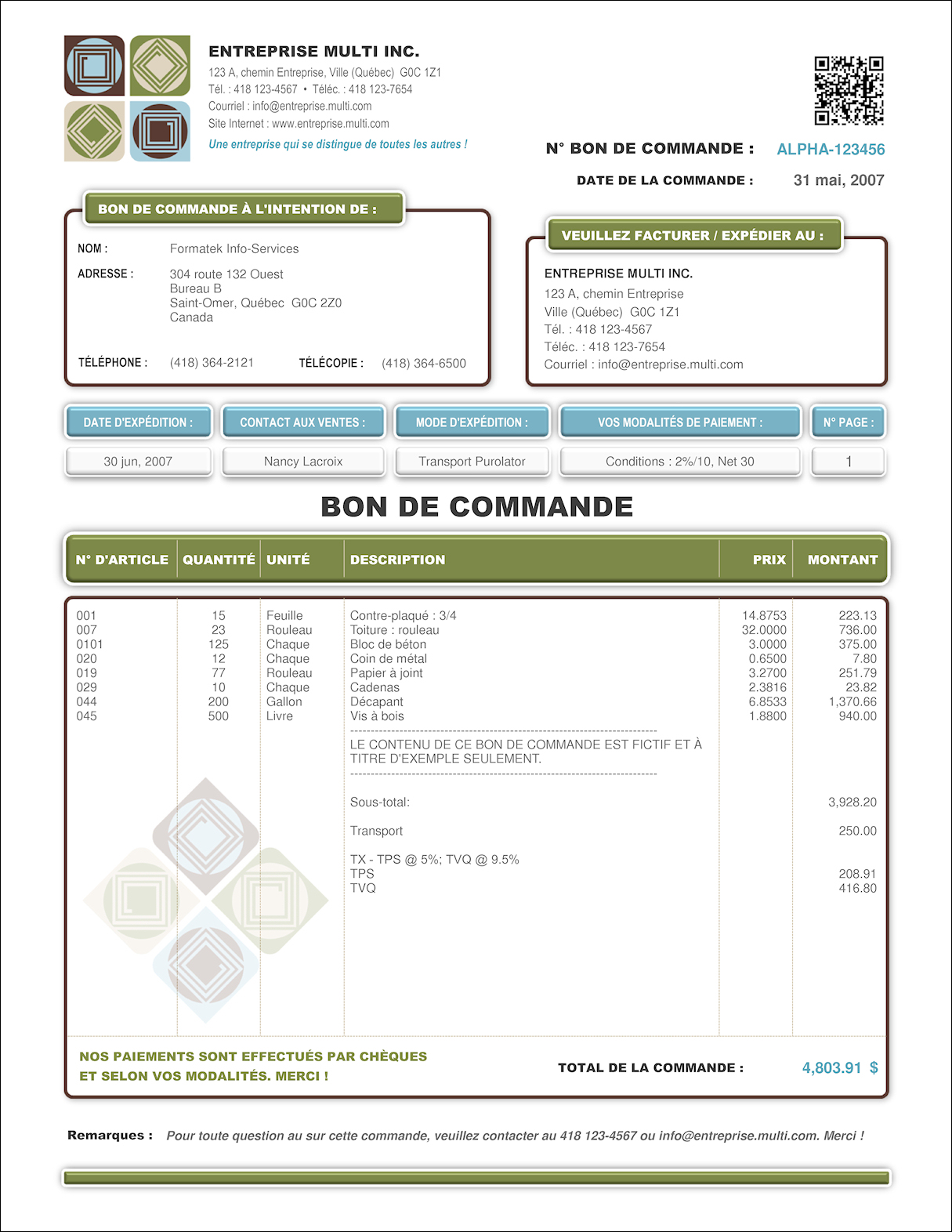 Modele De3 Detaillants Bon Commande Format B2 - Creation Et Programmation De Formulaires - Sage 50 - Simple Comptable